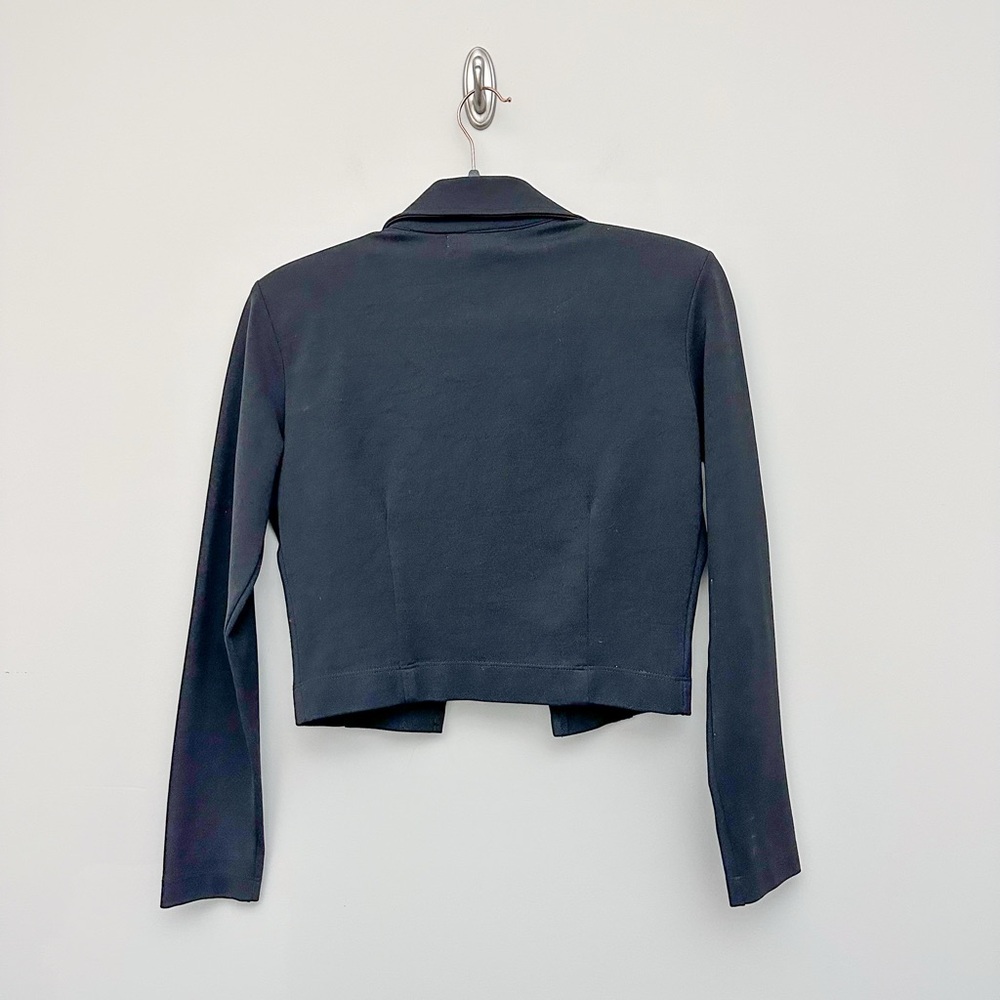 Bebe Vintage Y2K Black Collared Long Sleeve Zip Up Crop Top - Picture 4 of 4